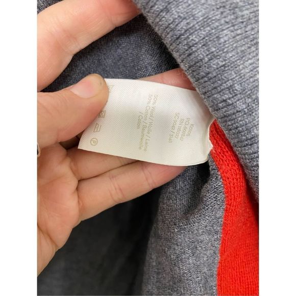 BodenโWool/Cotton Blend Gray Red Stripe Sweater, Size Medium - Picture 6 of 12